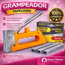Grampeador para Tapeceiro 4/6/8mm +2000 GRAMPOS Manual Profissional Estofador Madeira Tapecaria
