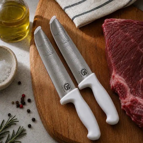 Kit 2 Facas PROFISSIONAL 10 Polegadas Cabo Plastico Carne Açougue Chef Desossa Inox Churrasco