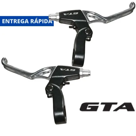Maçaneta Original GTA freio alumínio mtb polida/preta 3 dedos Regulavel