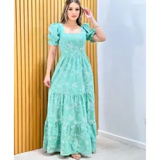 vestido longo luxo tricoline manga curta 3 marias  0545