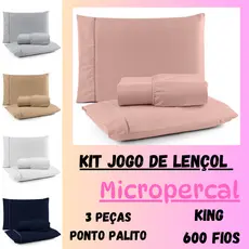 Jogo de Lençol King 3 peças 600 Fios Toque Aveludado