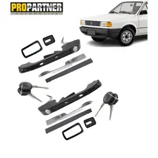 Par Maçaneta Externa VW GOL VOYAGE PARATI G1 QUADRADO 1987 ATÉ 1994 Preta com Friso Preto e Cromado