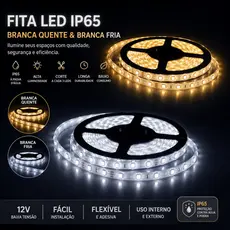 Fita Led 5 Metros Com Fonte Branco Frio Branco Quente A PROVA D ÁGUA Bivolt 300 Leds Ip65 Silicone