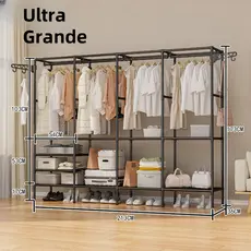 Arara De Roupa Com Sapateira Cabideiro De Chão Rack Organizador Multiuso Aço Inox