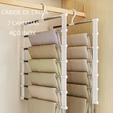 Cabides 7 Divisório Para Calças Toalhas Cachecóis Organizador De Roupa Aço Inox Reforçado Resistente