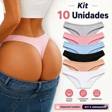 Kit 10 e 5 Calcinha Feminina Conforto Fio Algodão Calsinha Microfibra