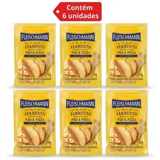 Kit 6 Fermento Fleischmann Instantâneo Biológico Seco 10g Massa Salgada