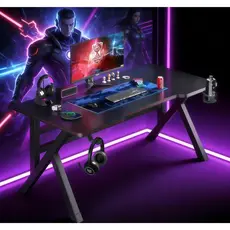 Mesa Gamer para Computador e Jogos Ideal para Estudo e Home Office com porta copos e suporte para fones de ouvido