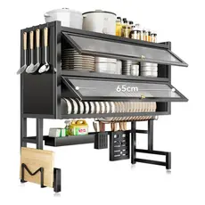 Escorredor De Louça 65/85cm Cozinha Suspensa Modula Pia Rack Organizador Estante poeira porta armário