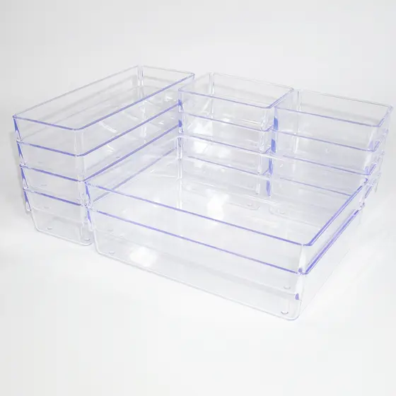 Kit Organizadores Acrílico Cristal Modular Para Geladeiras Gavetas e Maquiagens