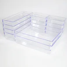 Kit Organizadores Acrílico Cristal Modular Para Geladeiras Gavetas e Maquiagens