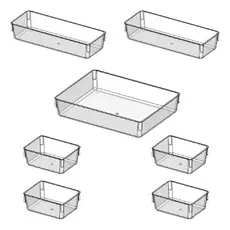 Kit 7 Organizadores de Maquiagem Multiuso Modular Acrílico Cristal para Gavetas
