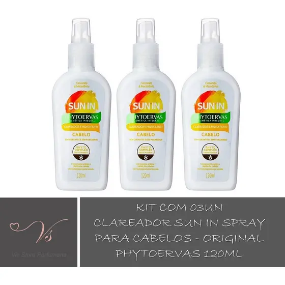 Kit com 03un Clareador Sun In Spray Para Cabelos - Original Phytoervas 120ml