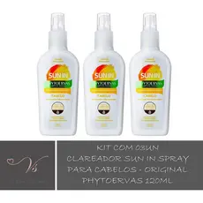 Kit com 03un Clareador Sun In Spray Para Cabelos - Original Phytoervas 120ml
