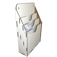 Porta Prontuário e Documentos A4/ organizador para Folhas Sulfite3 Baias Mdf Branco Laca em uma face