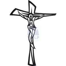 Escultura De Parede Aplique Quadro Decorativo Crucifixo 50Cm Preto Fosco Mdf