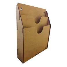 Escaninho De Parede Organizador A4 C/2 Baias Mdf Cru Suport