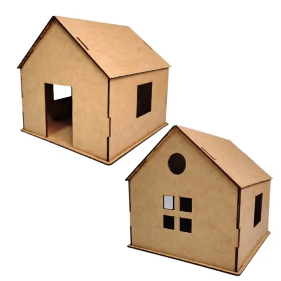 Maquete Casa Térrea Popular 10x10cm Mdf Cru 3mm