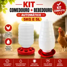 Kit Bebedouro Comedouro Galinhas Aves Automático 5kg E 5l