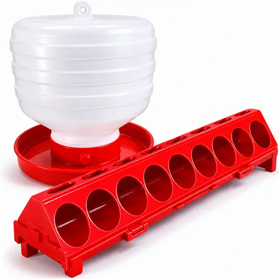 Kit Bebedouro Automático 1L + Comedouro 30cm Para Codornas Pintinhos Galinhas E Pequenas Aves