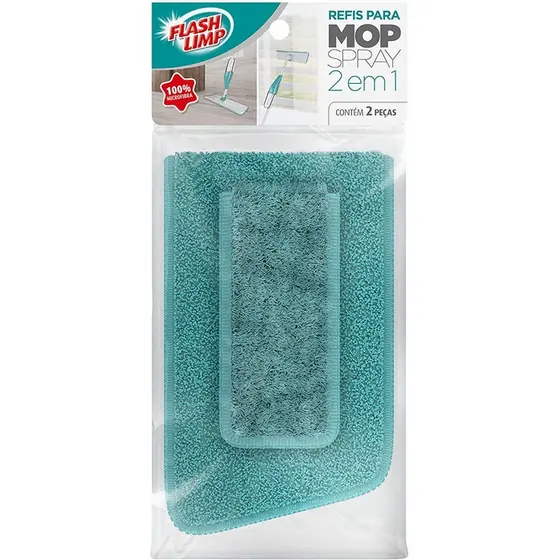 Refil para Mop Spray 2 EM 1 compatível com modelo (MOP6064), RMOP6064, Verde, Flash Limp