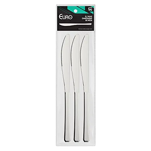 Conjunto de Facas Inox de Mesa 3 Peças Chanfradas Euro Home