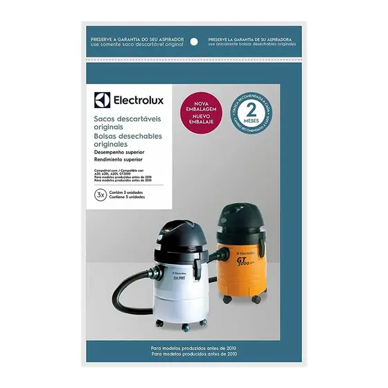 Kit 3 Sacos Aspirador Electrolux - 20, A20L, A20S, GT300