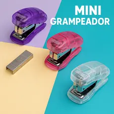 Mini Grampeador transparente Portátil – Compacto, Leve e Prático para o Dia a Dia