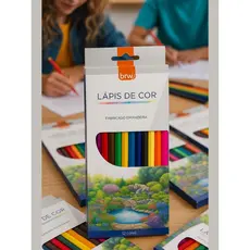 Lápis de Cor BRW – Kit com 12 Cores Vibrantes para Desenho e Colorir
