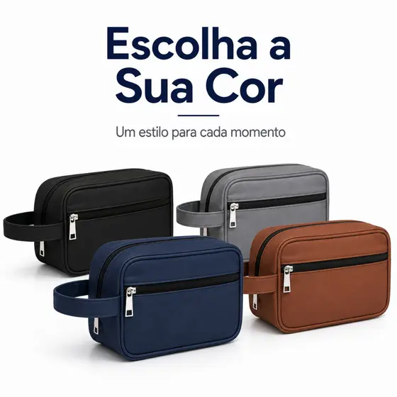 Necessaire masculina para viagens e itens de higiene e acessórios, textura emborrachada impermeável