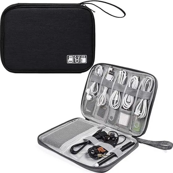 Necessaire organizador de cabos e eletrônicos, acessórios, impermeável, acessórios cabos, carregador