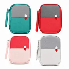 Estojo Organizador de Remédios Portátil com Zíper, Bolsos Internos e Alça Necessaire para Medicamentos, Viagem