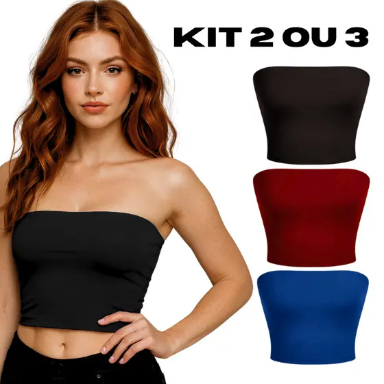 Kit 2 ou 3 Top Cropped Tube Tomara que Caia Blogueira