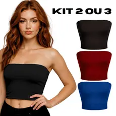 Kit 2 ou 3 Top Cropped Tube Tomara que Caia Blogueira
