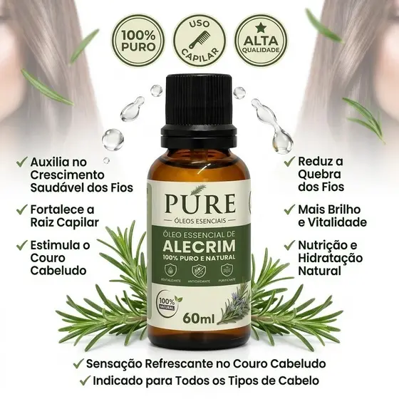Óleo Essencial de Alecrim 30ml 100% Puro | 1 2 ou 3