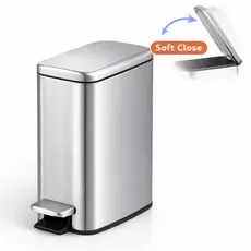 Lixeira Inox Línea 5L Com Pedal e Balde Removível Para Banheiro e Escritório Powermaid