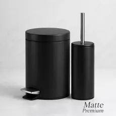 Kit Escova Sanitária + Lixeira Banheiro Preto Branca Cinza MATTE 3L e 5L Powermaid