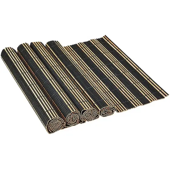 Jogo Americano De Mesa Retangular De Bambu Com 4 Peças
