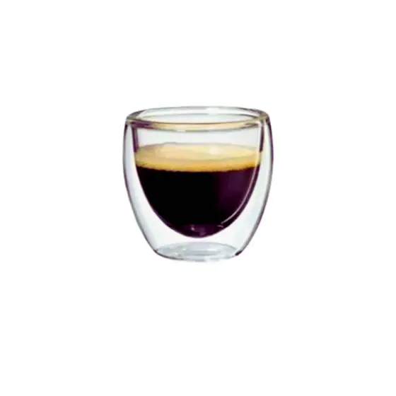 COPO DE VIDRO PAREDE DUPLA 80ML UNITÁRIO CAFÉ CHÁ Isolante Térmico Barato Lembrança Presente Enfeite