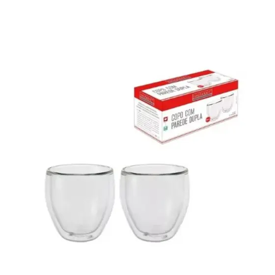 Copo Parede Dupla Em Vidro 250ml 2 Peças 8x9cm Cor Transparente CAFÉ CHÁ Isolante Térmico Barato Lembrança Presente Enfeite Chá de Cozinha Utilidade Decoração