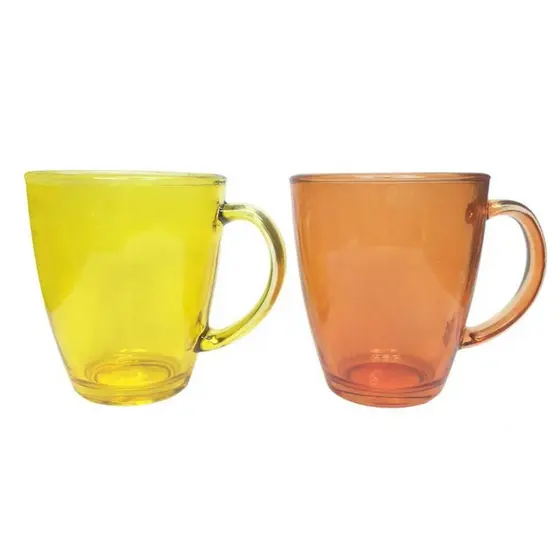 Jogo Kit Par De Canecas Verona 350ml Coloridas De Vidro Clink Barato Lembrança Presente Enfeite Chá de Cozinha Utilidade