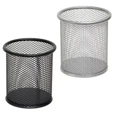 ORGANIZADOR DE MESA PORTA CANETA ARAMADO REDONDO PRETO/PRATA ESCRITÓRIO