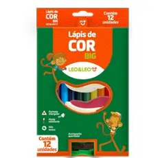 LAPIS COR 12 CORES JUMBO BIG C/APONTADOR LEO&LEO