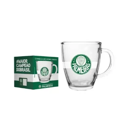 Caneca Copo De Vidro Cônica Do Palmeiras 380ml Allmix Coleção Presente Barato