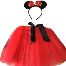 Fantasia Saia de Tule e Tiara da Minnie Festas Crianças Diversão Barato
