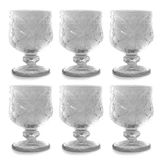 Jogo De 6 Mini Taças 50ml De Vidro Rio Tijucas Casa Enfeite Decoração Lembrança Chá / Cozinha  Licor