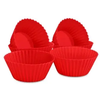 Kit 6 Formas Silicone Mini Cupcakes Bolo Muffins Coração e redonda