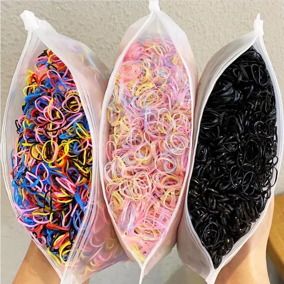 1000/2000 Peças Bolsa Elástico De Cabelo Feminino Descartável Multicolorido