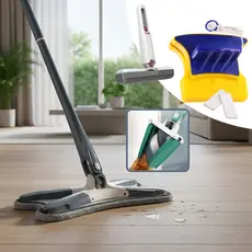 Rodo Mop Mágico Esfregão Limpeza Giratório Chão Janelas + Limpa Vidros Magnético + Mini MOP MultiUso