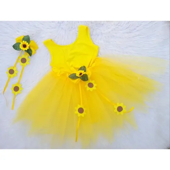 Fantasia infantil  girassol saia tule  body colan saia tule conjunto meninas carnaval dia das crianças escola.
